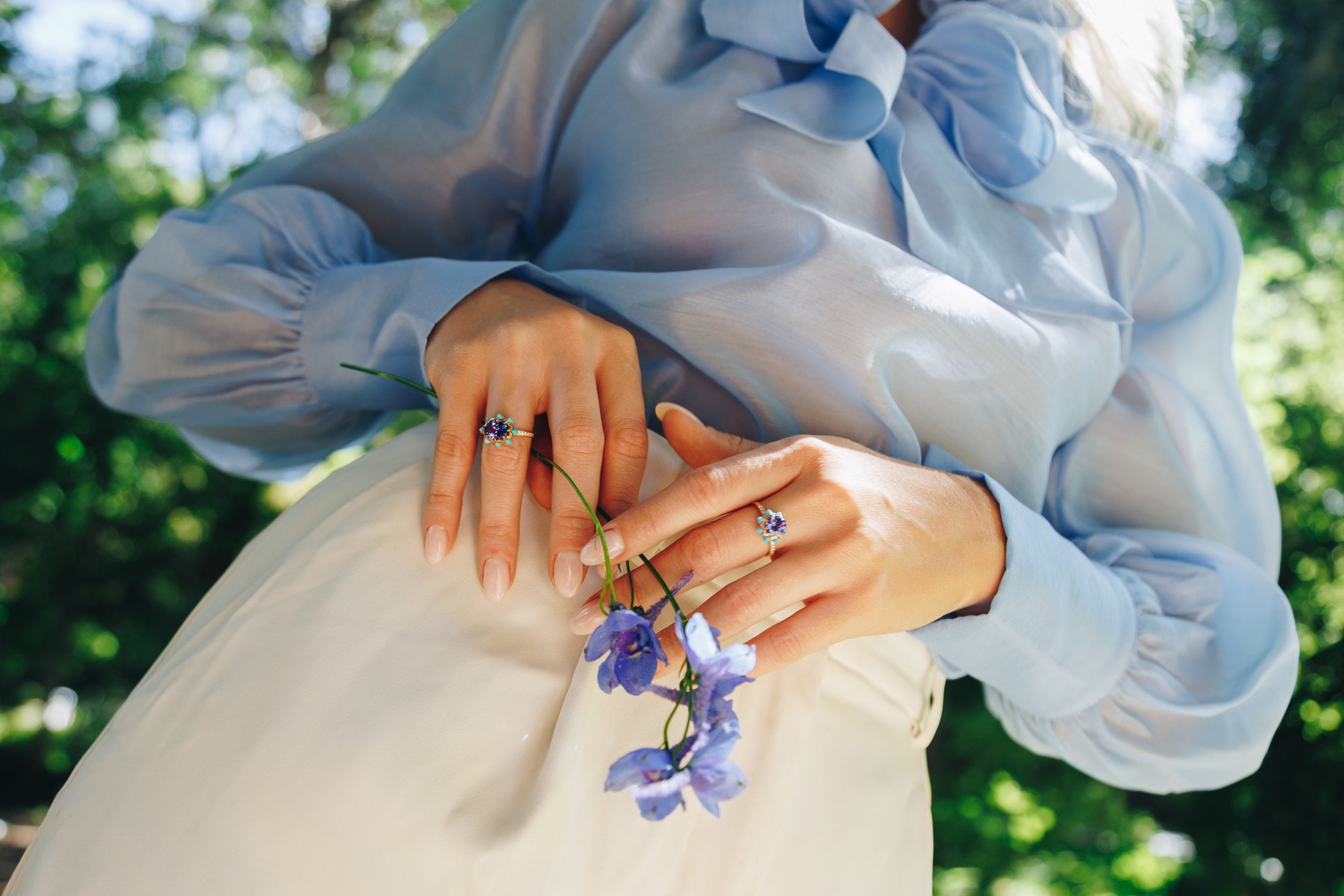 Tanzanite Round Queen protea Ring