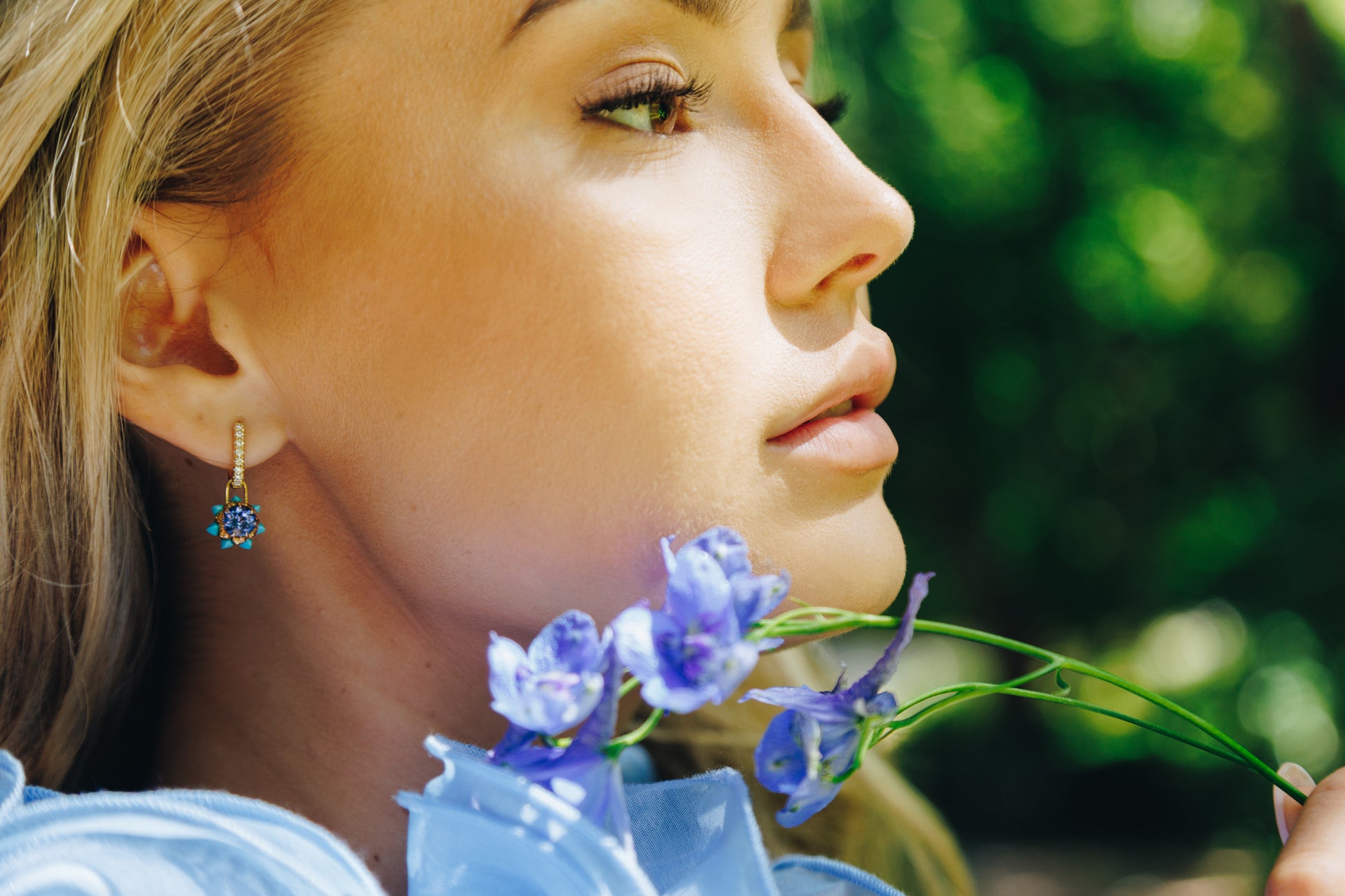 Tanzanite Queen protea Hoop Charms