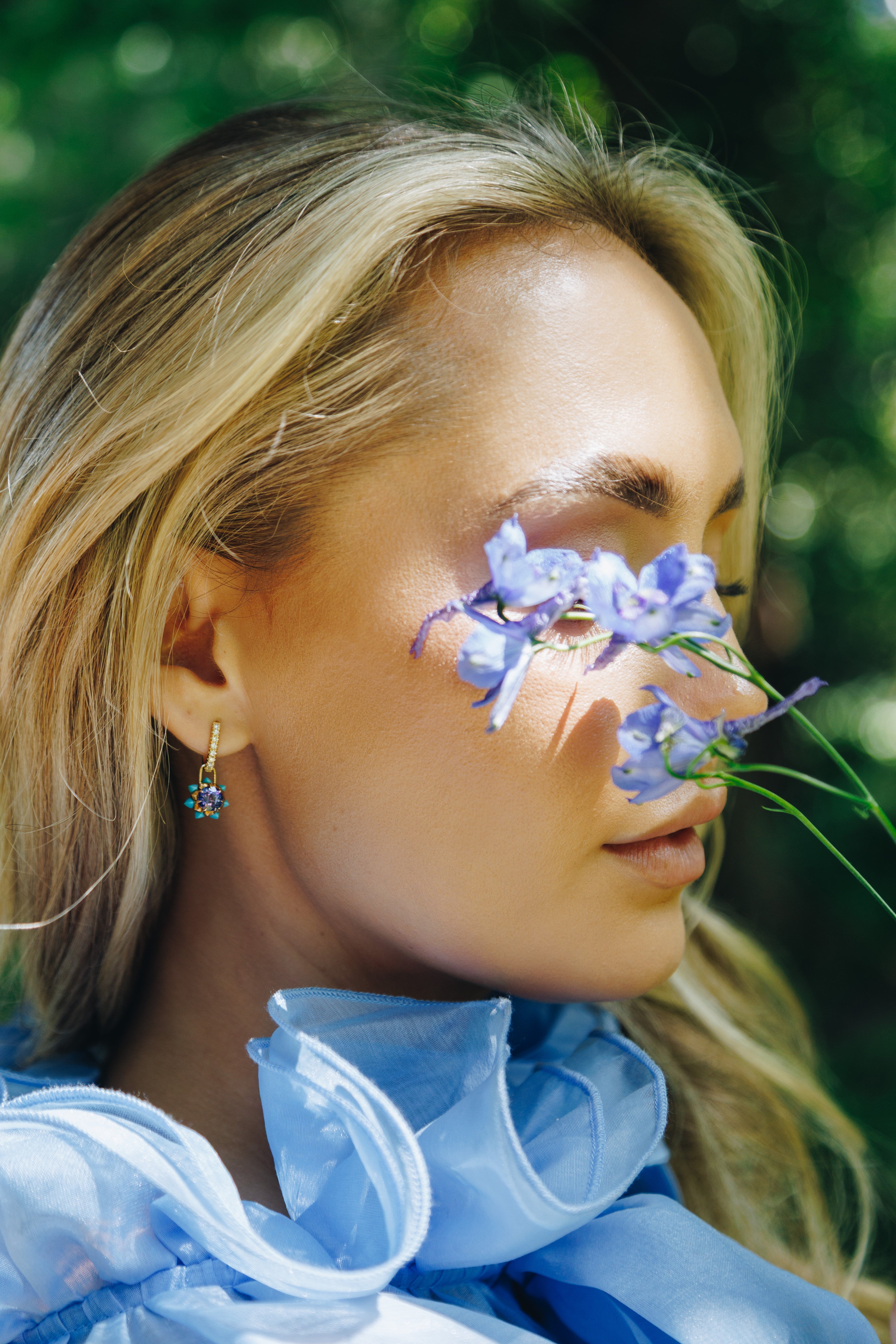 Tanzanite Queen protea Hoop Charms