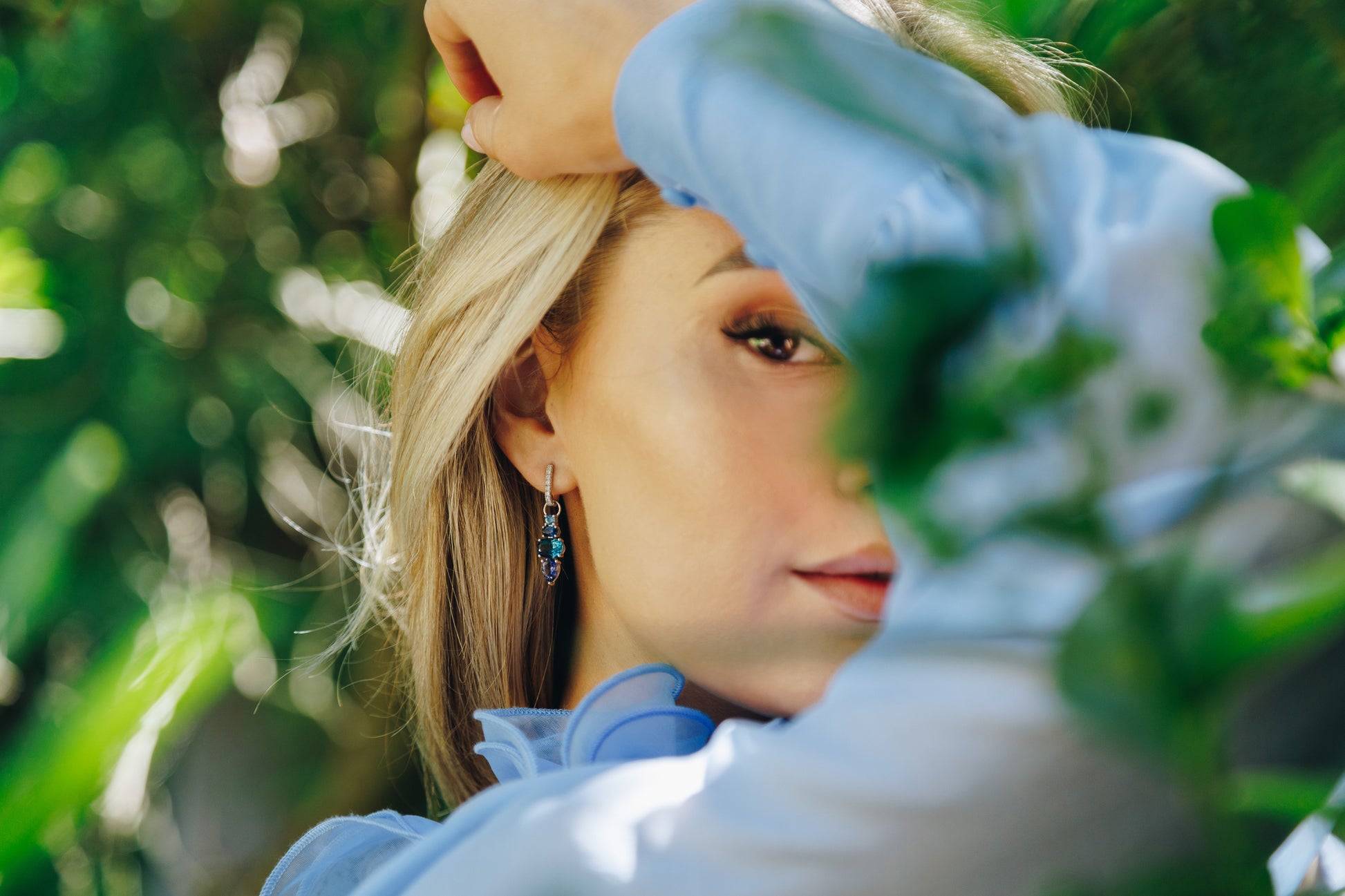 Zuri Blue Cluster Hoop Charms