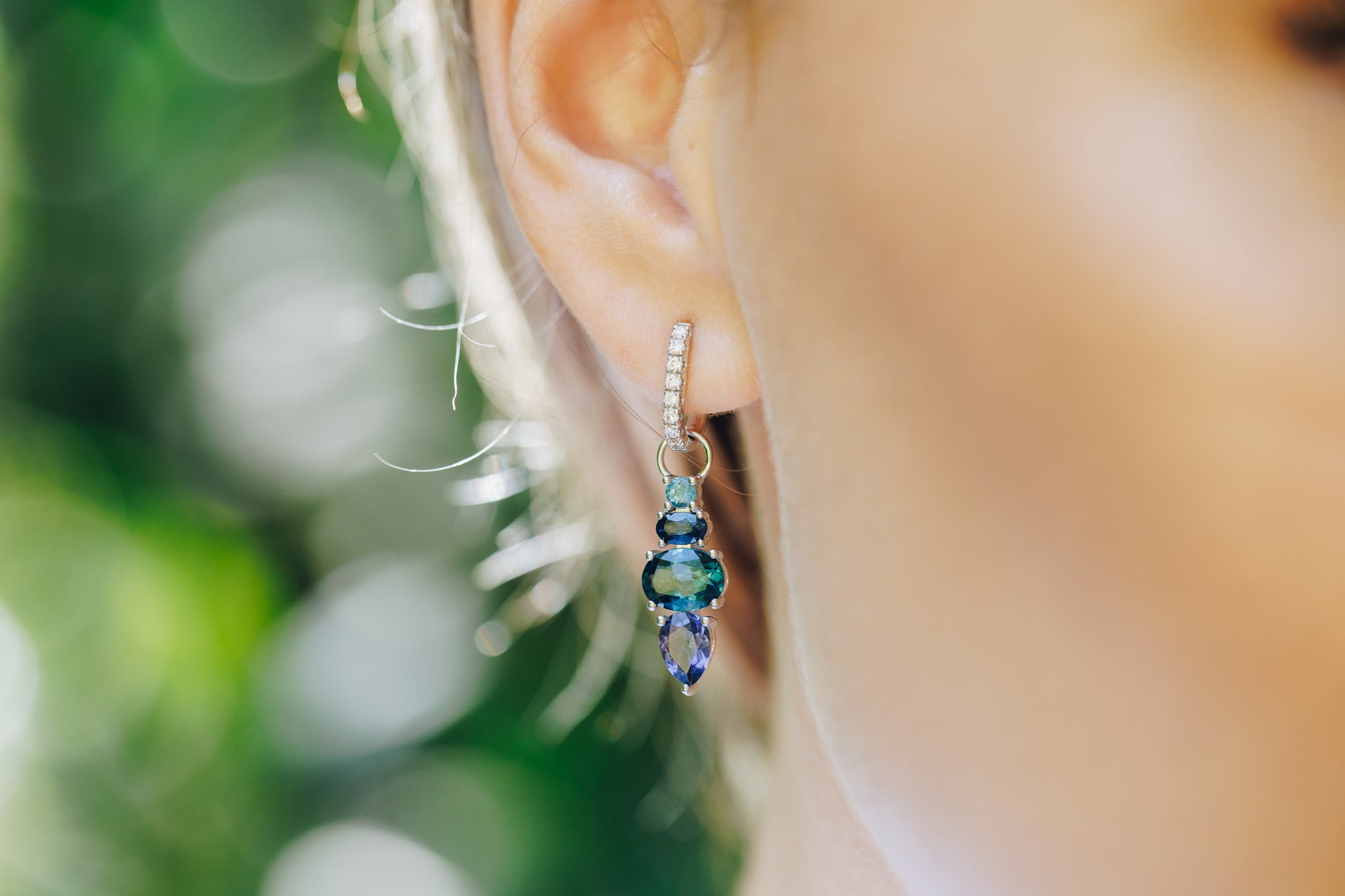 Zuri Blue Cluster Hoop Charms