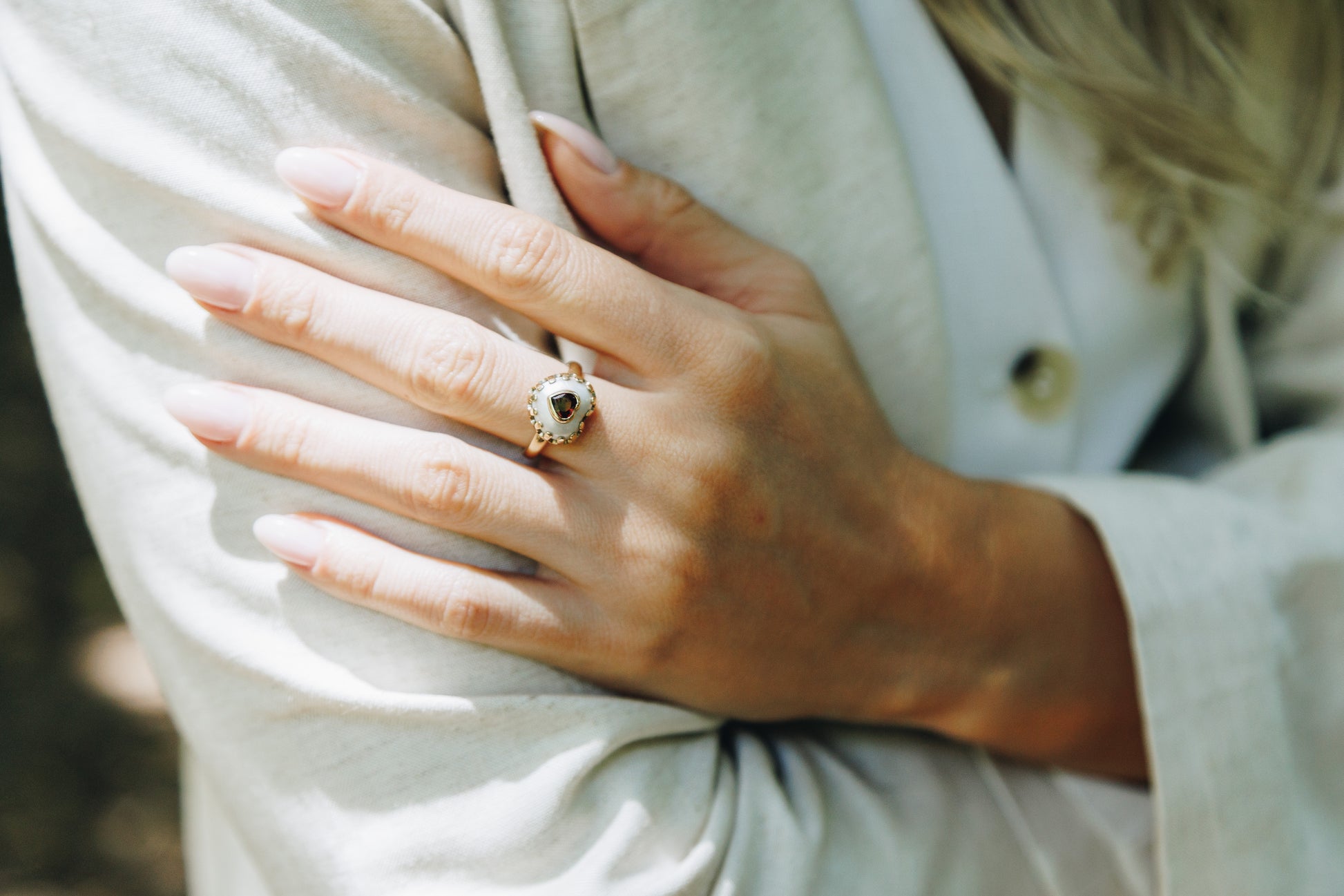 Baroque Inlay Heart Ring
