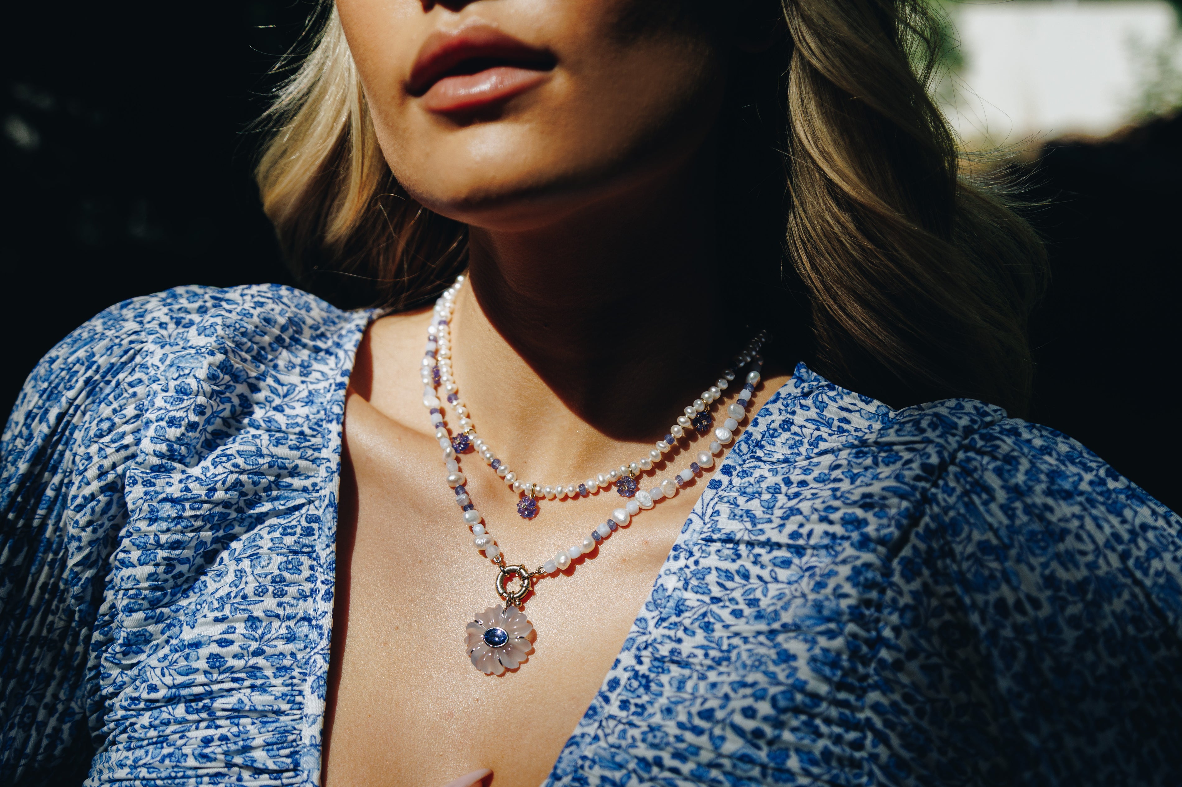 Talia Blue Flower Pendant