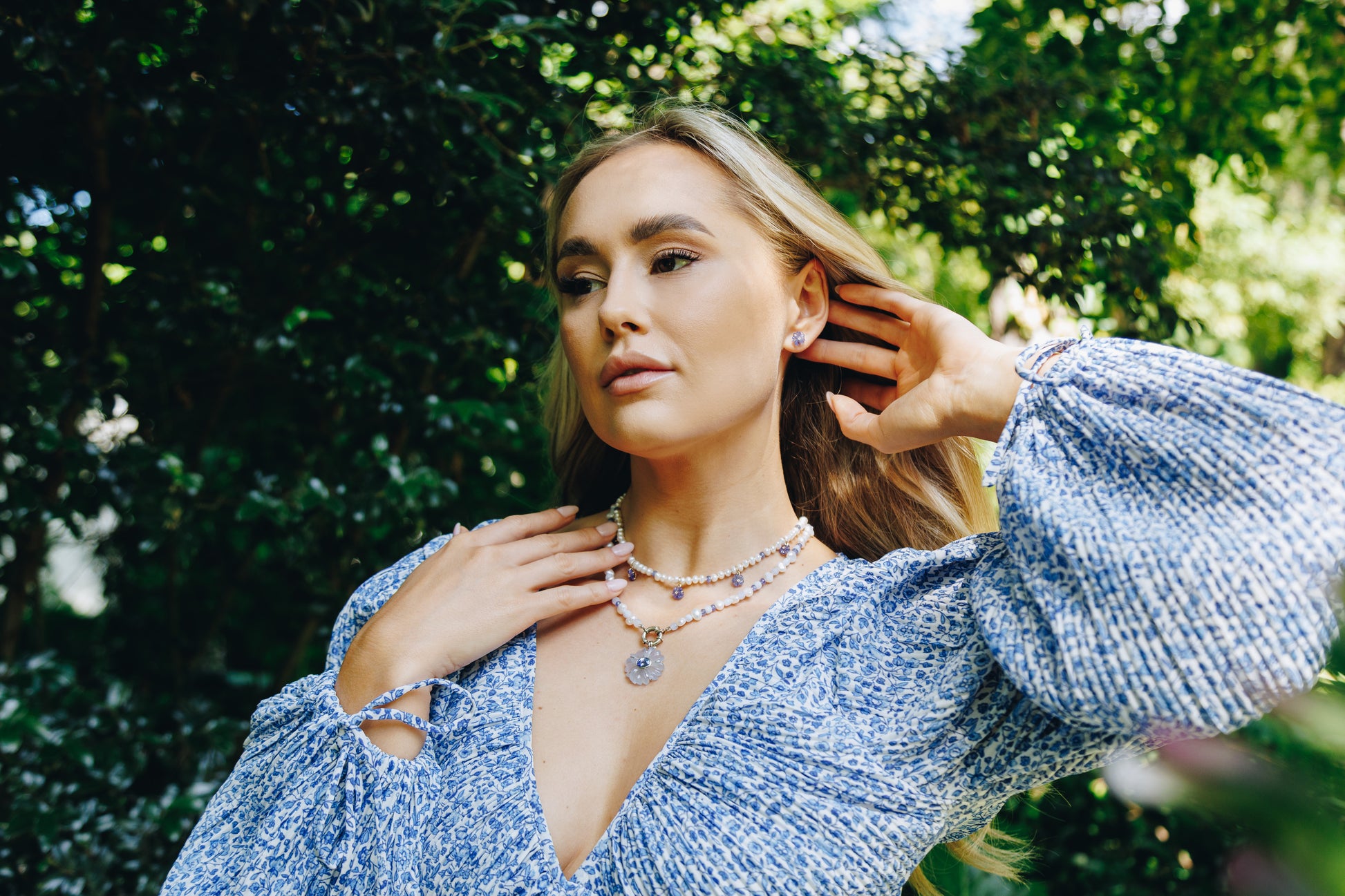 Calista Pearl and Gem Necklace